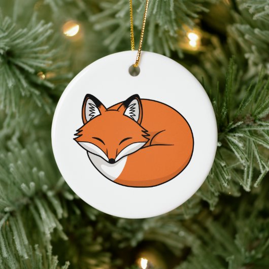Slaapende Cartoon Fox Keramisch Ornament (Boom)