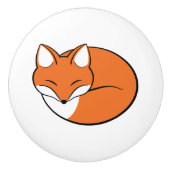 Slaapende Cartoon Fox Keramische Knop (Voorkant)
