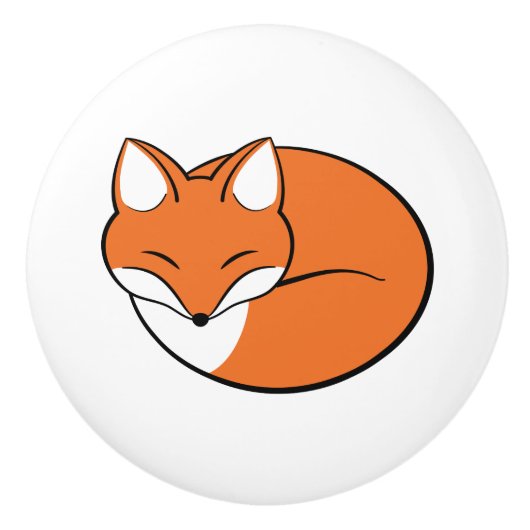Slaapende Cartoon Fox Keramische Knop (Voorkant)
