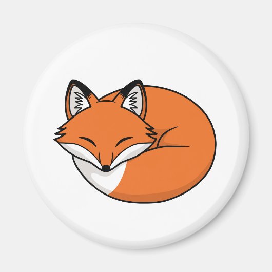 Slaapende Cartoon Fox Magneet (Voorkant)