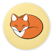 Slaapende Cartoon Fox op geel Keramische Knop (Voorkant)