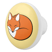 Slaapende Cartoon Fox op geel Keramische Knop (Rechts)