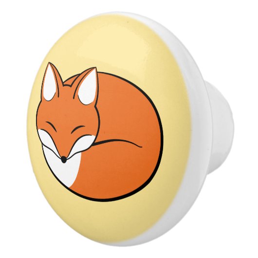 Slaapende Cartoon Fox op geel Keramische Knop (Rechts)