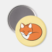 Slaapende Cartoon Fox op geel Magneet (Voorkant / Achterkant)