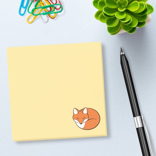 Slaapende Cartoon Fox op geel Post-it® Notes
