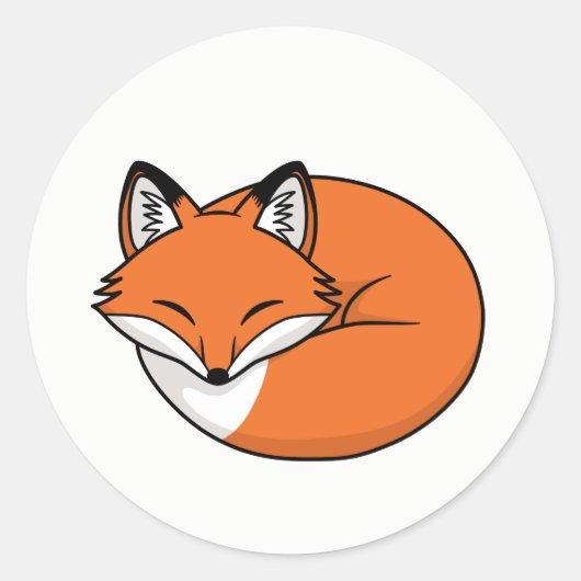 Slaapende Cartoon Fox Ronde Sticker (Voorkant)