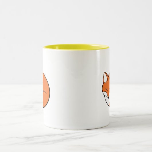 Slaapende Cartoon Fox Tweekleurige Koffiemok (Center)
