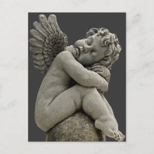 Slaapende Cherub Angel Sculpture Post Card. Briefkaart