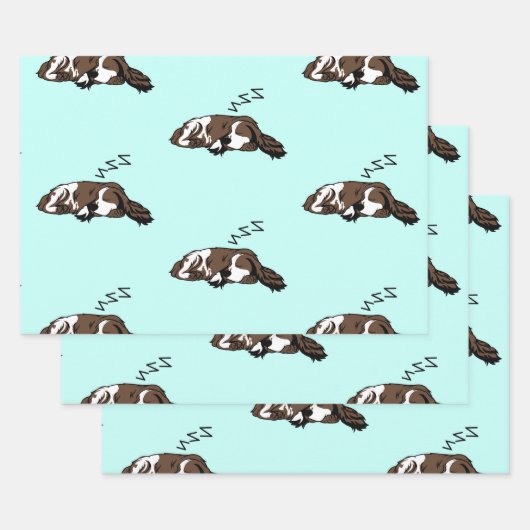 Slaapende Dog ZZZ Cocker Spaniel Pet Owner Animals Inpakpapier Vel (Set)