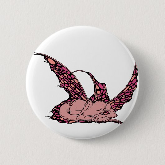 Slaapende Dragonette (rode) Buttonnen Ronde Button 5,7 Cm (Voorkant)