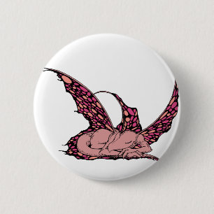 Slaapende Dragonette (rode) Buttonnen Ronde Button 5,7 Cm