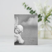 Slaapende engel op grijze achtergrond, angelische  briefkaart (Staand voorkant)