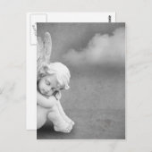 Slaapende engel op grijze achtergrond, angelische  briefkaart (Voorkant / Achterkant)