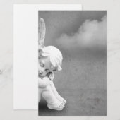 Slaapende engel op grijze achtergrond, angelische  briefpapier (Voorkant / Achterkant)