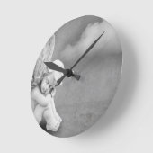 Slaapende engel op grijze achtergrond, angelische ronde klok (Hoek)