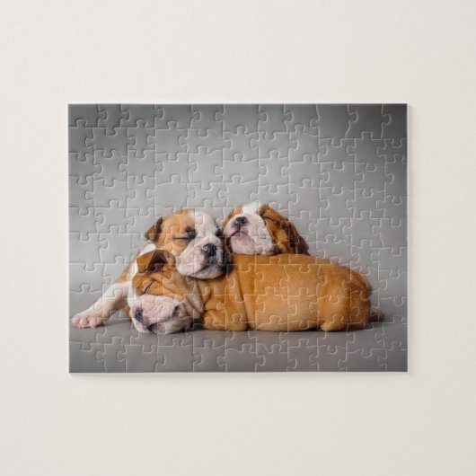 Slaapende Engelse bulldog Legpuzzel (Horizontaal)