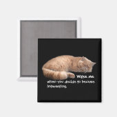 Slaapende Ginger Cat Funny Wake' Quote Magneet (Voorkant / Achterkant)