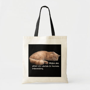 Slaapende Ginger Cat Funny Wake' Quote Tote Bag