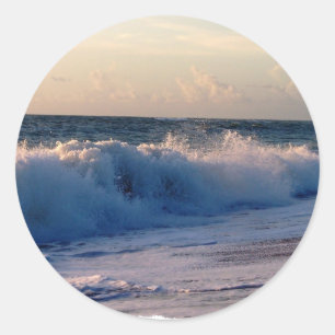 Slaapende golven op het strand van florida ronde sticker