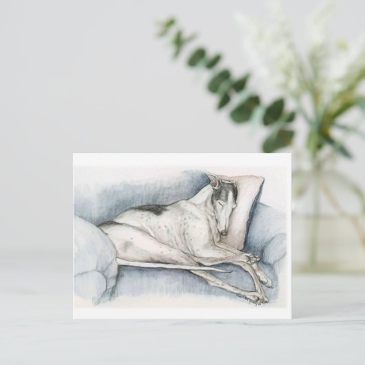 Slaapende Greyhound Dog Art Poscard Briefkaart (Staand voorkant)