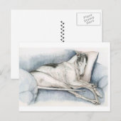 Slaapende Greyhound Dog Art Poscard Briefkaart (Voorkant / Achterkant)