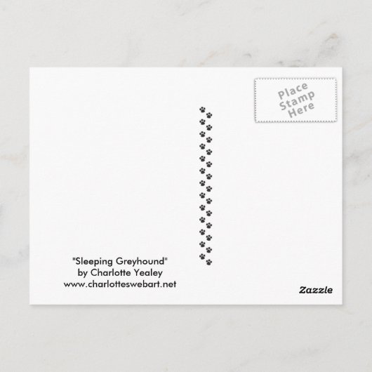 Slaapende Greyhound Dog Art Poscard Briefkaart (Achterkant)