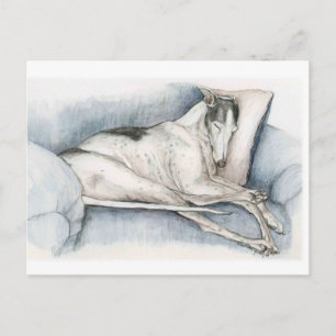 Slaapende Greyhound Dog Art Poscard Briefkaart