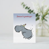 Slaapende hippo (bewerkbare woorden) feestdagenkaart (Staand voorkant)