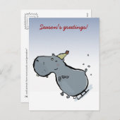 Slaapende hippo (bewerkbare woorden) feestdagenkaart (Voorkant / Achterkant)