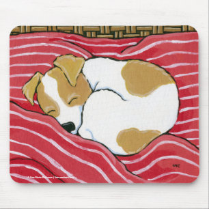 Slaapende Jack Russell Puppy Dog Art Muismat