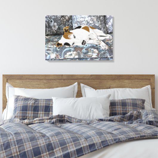 Slaapende Jack Russell Terrier Canvas Afdruk (Insitu (Slaapkamer))