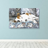 Slaapende Jack Russell Terrier Canvas Afdruk (Insitu (Houten vloer))
