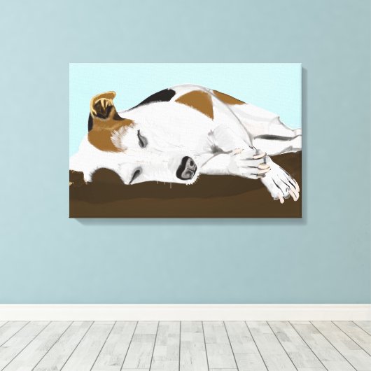 Slaapende Jack Russell Terrier Canvas Afdruk (Insitu (Houten vloer))