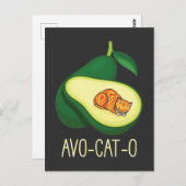 Slaapende kat Avocado Cute Vegetable Animal Pun Briefkaart (Voorkant / Achterkant)