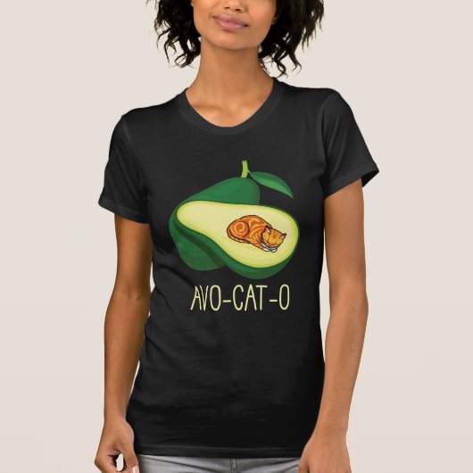 Slaapende kat Avocado Cute Vegetable Animal Pun T-shirt (Voorkant)