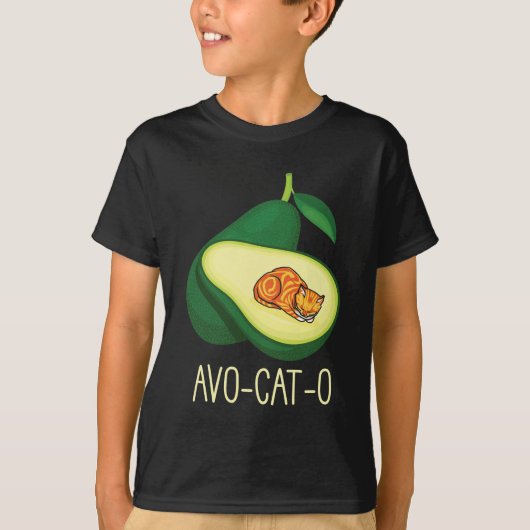 Slaapende kat Avocado Cute Vegetable Animal Pun T-shirt (Voorkant)