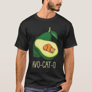 Slaapende kat Avocado Cute Vegetable Animal Pun T-shirt