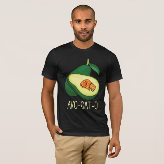 Slaapende kat Avocado Cute Vegetable Animal Pun T-shirt (Voorkant volledig)
