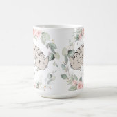 Slaapende kat Blush Pink Floral Greenery Wreate Koffiemok (Center)