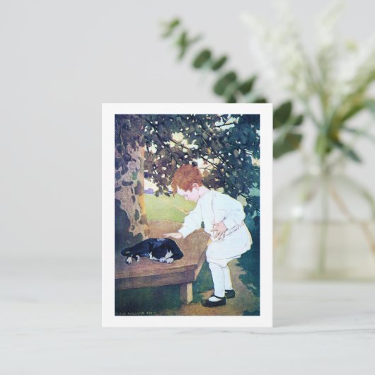 Slaapende kat en kind, Jessie Willcox Smith Briefkaart (Staand voorkant)