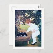 Slaapende kat en kind, Jessie Willcox Smith Briefkaart (Voorkant / Achterkant)