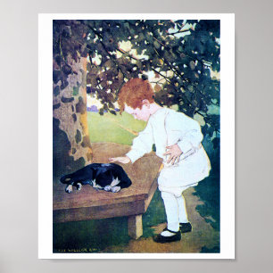 Slaapende kat en kind, Jessie Willcox Smith Poster