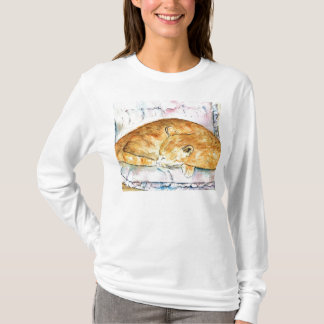 Slaapende kat, langwerpig Sleeve, T-shirt