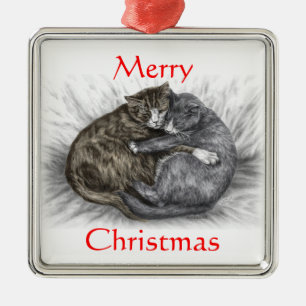 Slaapende katten metalen ornament
