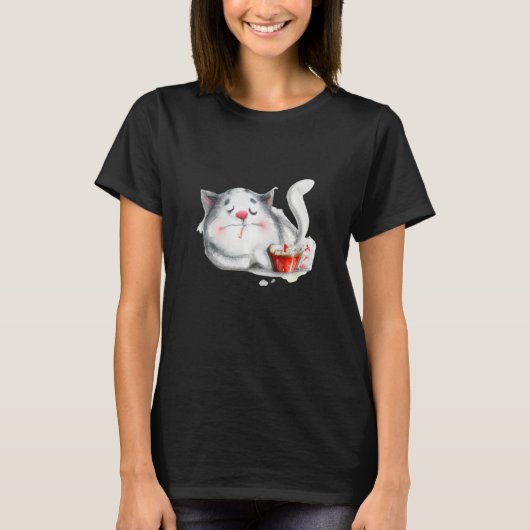 Slaapende kattenkunst schattig kitten t-shirt (Voorkant)