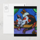 Slaapende kattenstaarten en libellen briefkaart (Voorkant / Achterkant)