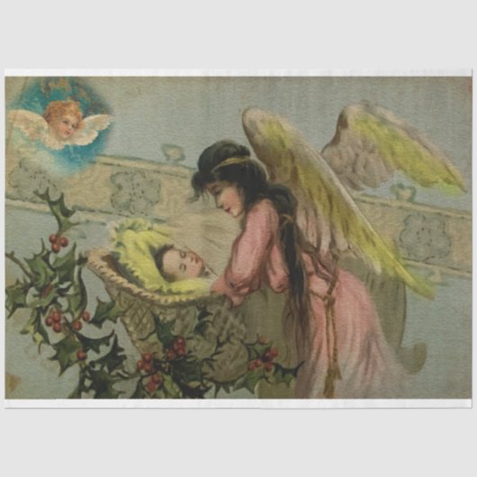 Slaapende kerstBaby Angel Tissuepapier (Voorkant)