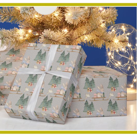 Slaapende kerstbomen Slaapjes Sneeuw Cadeaupapier