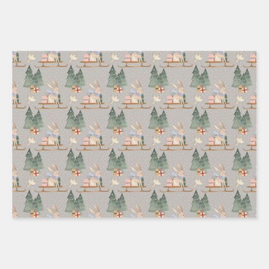 Slaapende kerstbomen uit de kerstklei inpakpapier vel (Voorkant 3)