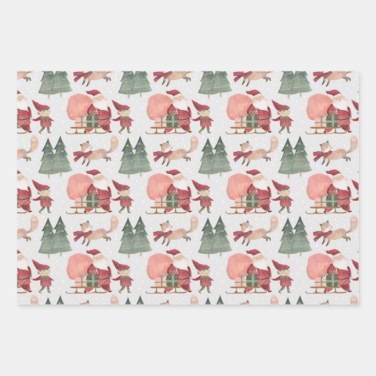 Slaapende kerstbomen uit de kerstklei inpakpapier vel (Voorkant 2)